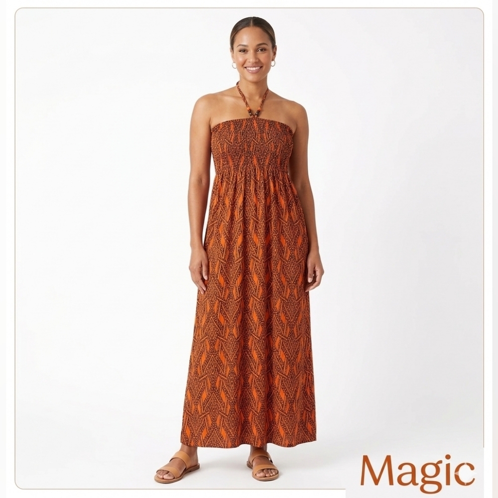 MAGIC DREES SIZE L  Patterned Skirt in Orange and Black